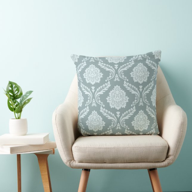 Almofada Rococo Damask Pattern Duck Egg Blue+Teal (Cadeira)