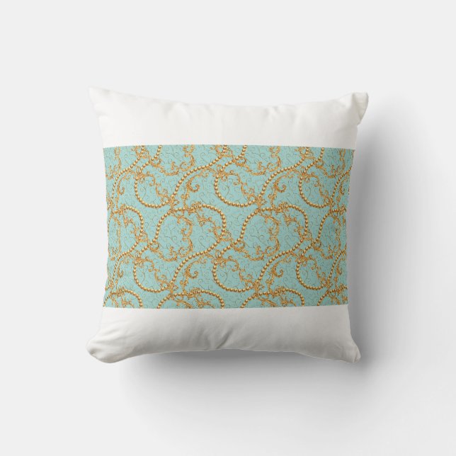 Almofada Rococo golden elements seamless pattern. Gold text (Frente)