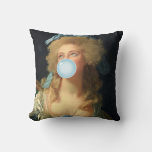 Almofada Rococo Lady with Bubblegum Altered Vintage Art