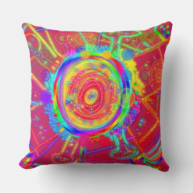 Almofada Roda de Flor de Ventoinha Tie-Dye (Frente)