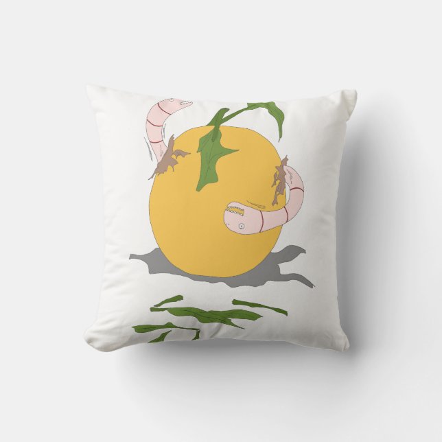 Almofada Rodar a fruta com vermes (Frente)