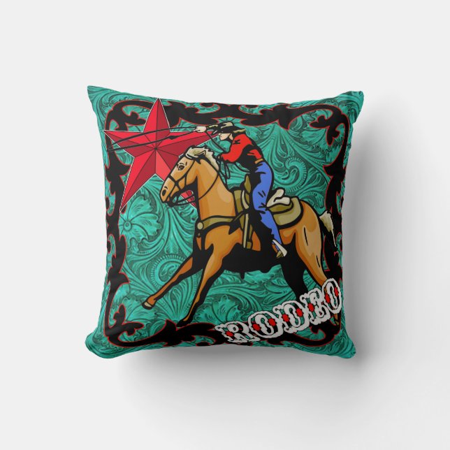Almofada Rodeo Cowboy Cowgirl Travesseiro decorativo Roping (Frente)