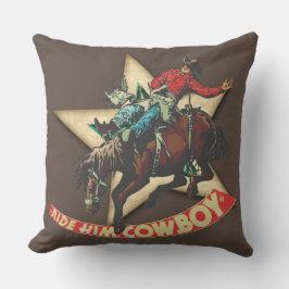 Almofada Rodeo Ocidental Cowboy Bronc Rider Ride em Cowboy