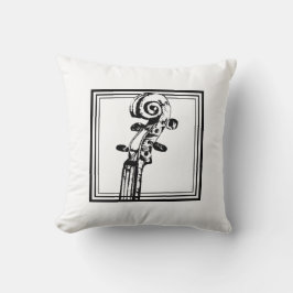 Almofada Rolagem de violino preto e branco com contornos pr