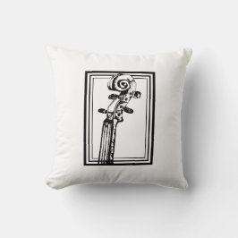 Almofada Rolagem de violino preto e branco com contornos pr