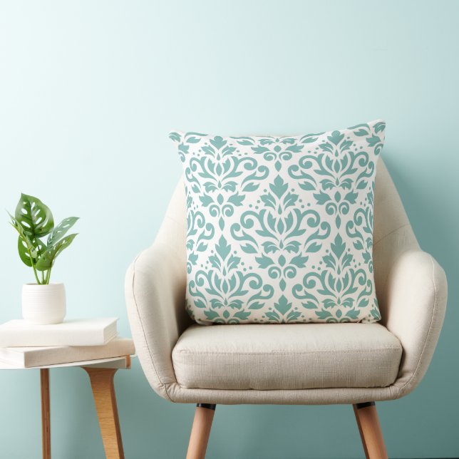 Almofada Rolar Damask Teal Big Patterno (Cadeira)