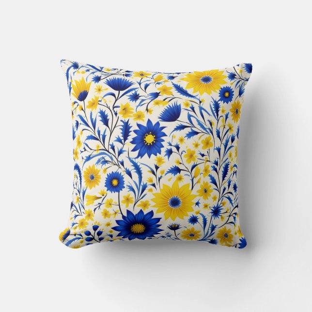 Almofada Romanichel Cornflower Blue e Amarelo (Frente)