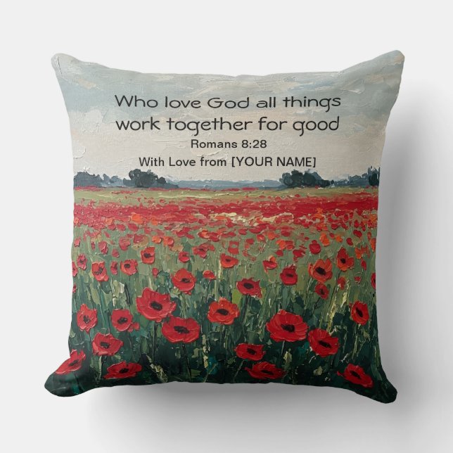 Almofada Romans 8:28 Personalized Christian Throw Pillow (Frente)