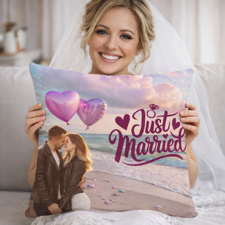Almofada  Romantic Beach Couple Cushion for Newlyweds