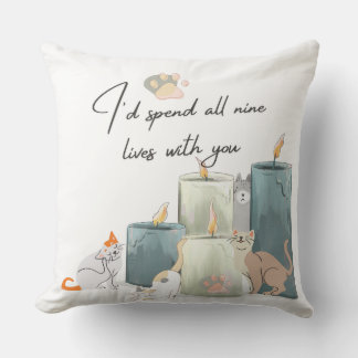 Almofada "Romantic Cat-Themed Decorative Pillow Design"