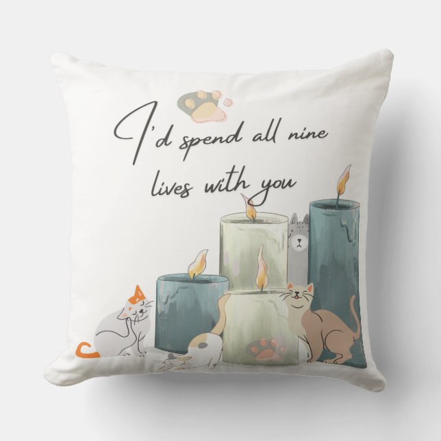 Almofada "Romantic Cat-Themed Decorative Pillow Design" (Frente)