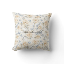 Romantic Cream Floral Blue Leaves