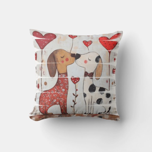 Almofada Romantic Dogs with Heart Balloons (Frente)