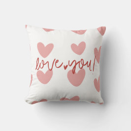 Almofada Romantic "Love You" Pink Hearts Gingham Pattern Th