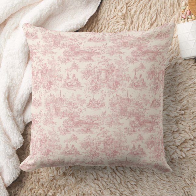 Almofada Romantic Pink French Toile Countryside Pattern (4) (Cobertor)