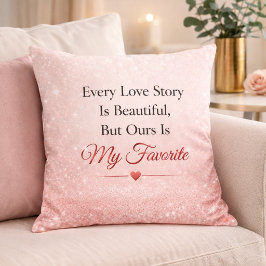 Almofada Romantic Pink Glittered Wedding Quote 