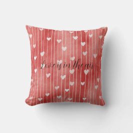 Almofada Romantic Red White Stripes Hearts Love