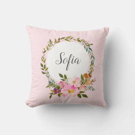 Almofada Romântica, Flor de Aquarela, floral boêmico