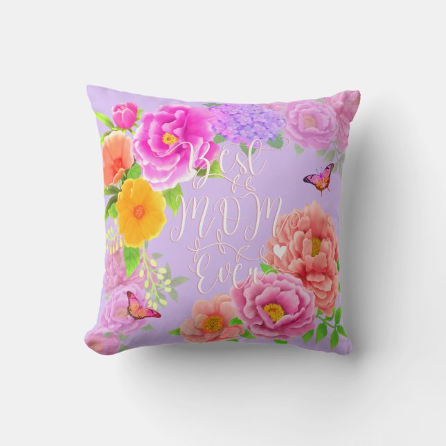 Almofada Romântica Púrpura do Jardim de Peônias Melhor Mãe (Frente)