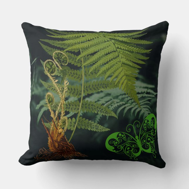 Almofada Romântico Fern, Travesseiro da cena da floresta (Frente)