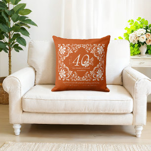 Almofada Romântico Shabby Chic Laranja Queimado 40º Anivers
