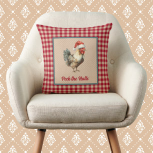 Almofada Rooster Engraçado Peck Farmhouse Natal