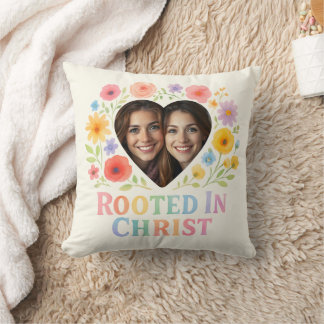 Almofada Rooted in Christ – Custom Pillow Floral Watercolor