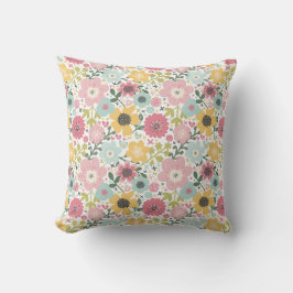 Almofada Rosa Amarelo Azul Floral