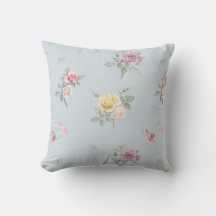 Rosa Azul Cinza Suave Floral Aquarela