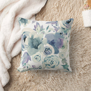 Almofada Rosa Azul Gigante Aquarela Travesseiro decorativo