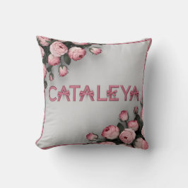 Almofada ROSA bordado e Travesseiro decorativo em branco da