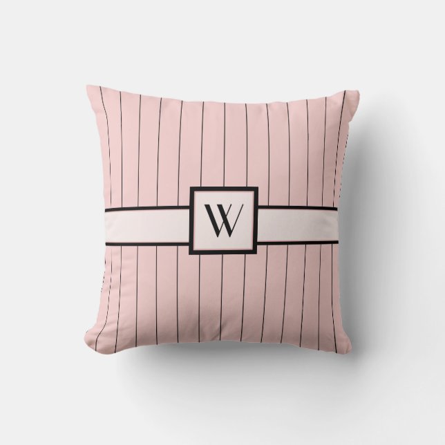 Almofada Rosa com o Travesseiro Pinstripes Preto (Frente)