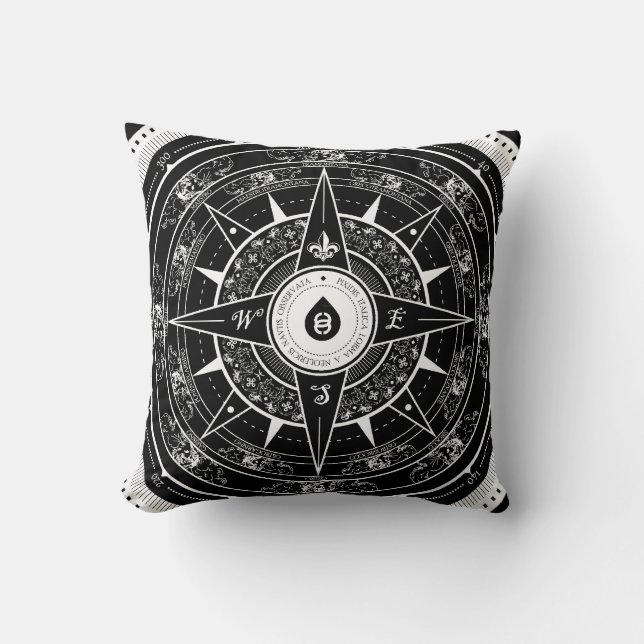 Almofada Rosa de compasso - travesseiro decorativo quadrado (Frente)