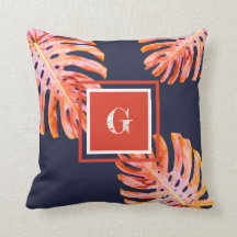 Rosa de Coral Tropical Dourado Laranja Marinho Fol