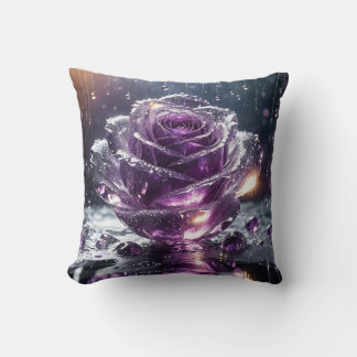 Almofada "Rosa de cristal com gotas de chuva - Arte Floral