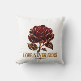 Almofada Rosa de Cristal Rubi – O Amor Nunca Desvanece
