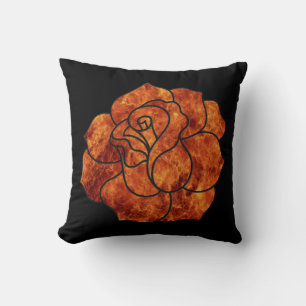 Almofada Rosa de Fogo Laranja Travesseiro Reversível