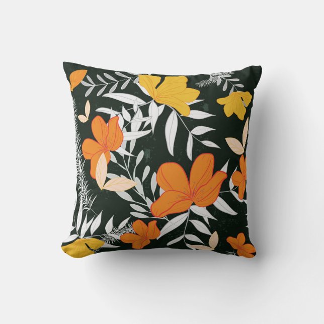 Almofada Rosa de laranja: Abstrato botânico. (Frente)
