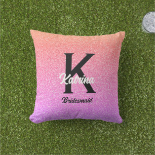 Almofada Rosa de Nome Personalizado Glitter Bridesmaid Gift