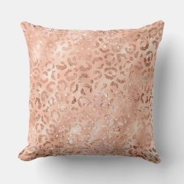 Almofada Rosa de Pêssego Cor-de-rosa-claro-Dourado Leopardo