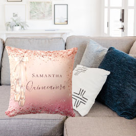 Almofada Rosa de Quinceanera dourado, esferina