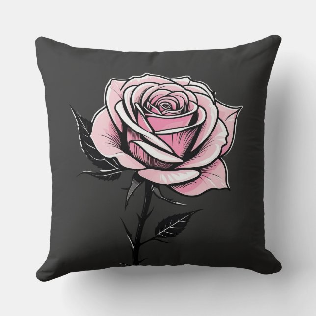 Almofada Rosa de tinta (cinza) (Verso)