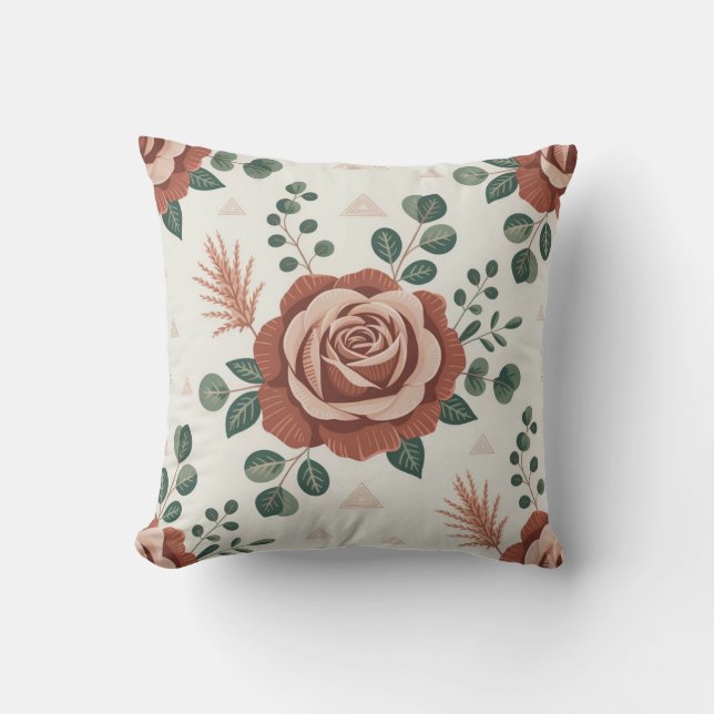 Almofada Rosa do Deserto de Padrões Estéticos de Boho (Frente)