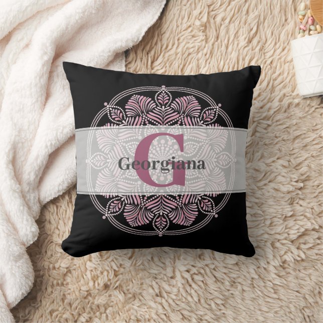 Almofada Rosa Dot Mandala Monogramas (Cobertor)
