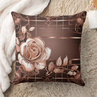 Almofada Rosa Dourada Elegante e Geométrica Marrom Chocolat