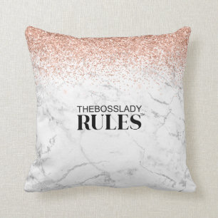 Almofada Rosa Dourada Glitter Marble Boss Nome de Dama