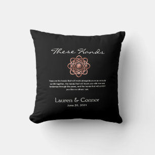 Almofada Rosa Dourado Celtic Knot Weds Vows Keepsael