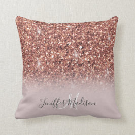 Almofada Rosa dourado glitter Nome Personalizado           
