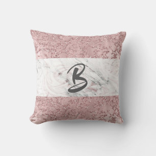 Almofada Rosa Dourado Moderno Glam Mármore e Purpurina Deco