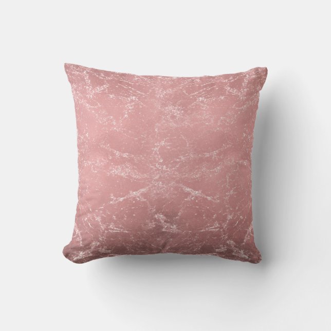 Almofada Rosa Dourado Moderno Glamouroso Mármore Chique (Frente)